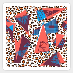 Leopard skin texture, squares and triangles Sticker